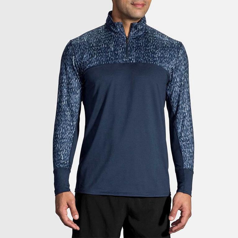 Brooks Dash Half Zip Jaquetas De Corrida Homem Azuis (39420GACU)